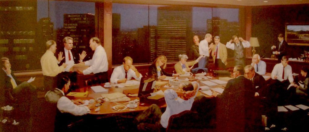 Photo of an old company meeting